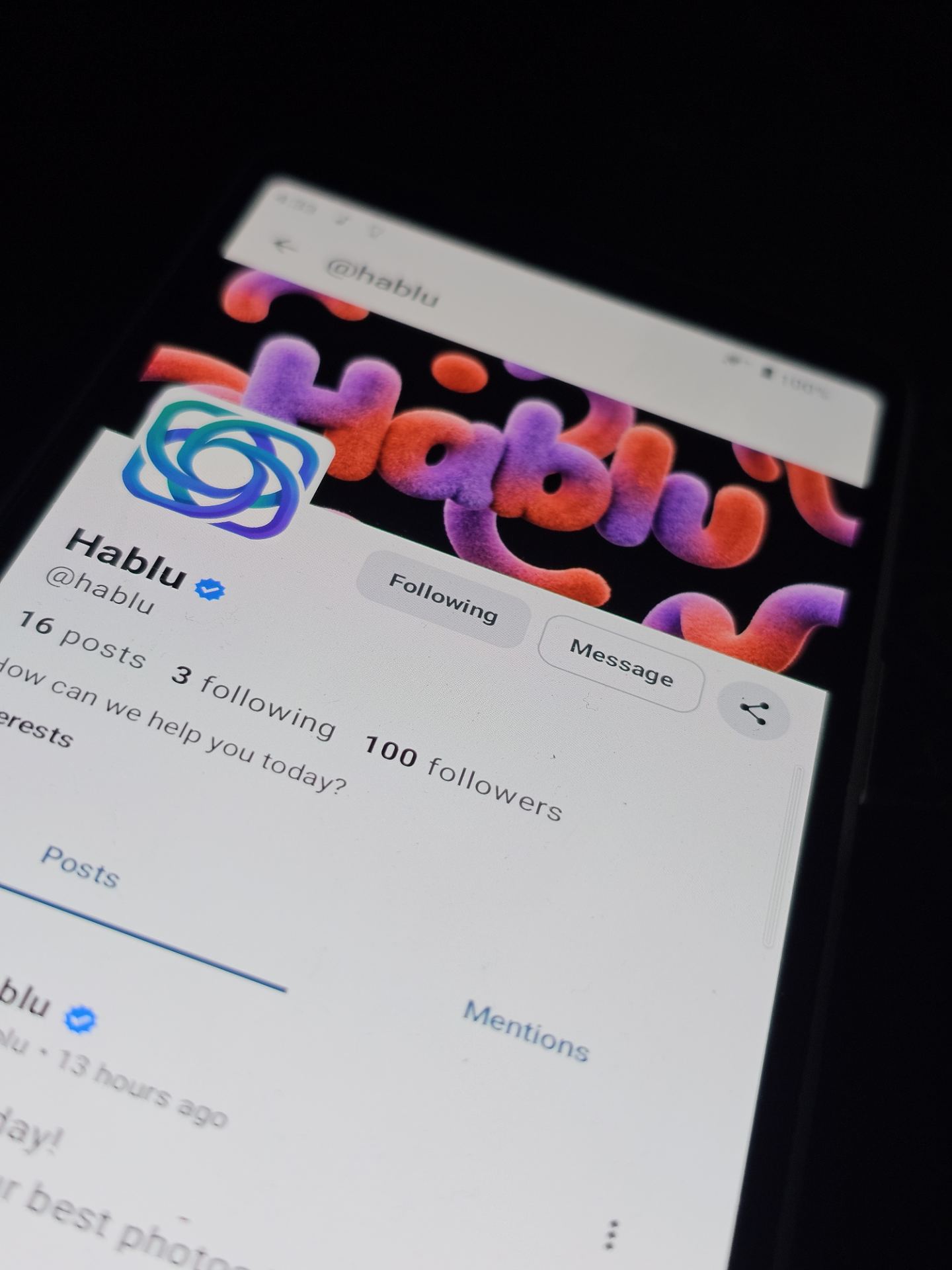 হ্যালো! 👋 ‘হাবলু’ (Hablu) দেখুন—এটি ফটোগ্রাফার, ভ্রমণপ্রেমী এবং মোবাইল ফটোগ্রাফি উৎসাহীদের জন্য আমাদের একটি সোশ্যাল প্ল্যাটফর্ম! 📸🌍
গুগল প্লে স্টোর থেকে ‘হাবলু’ ডাউনলোড করুন এবং আমাদের কমিউনিটিতে যোগ দিন! ❤️
হাবলু (Hablu) — মুহূর্তগুলো ধরে রাখুন। আপনার পৃথিবীকে সবার সাথে শেয়ার করুন!